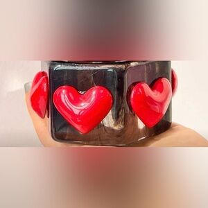 Elegant Heart Bracelet with Red Accents